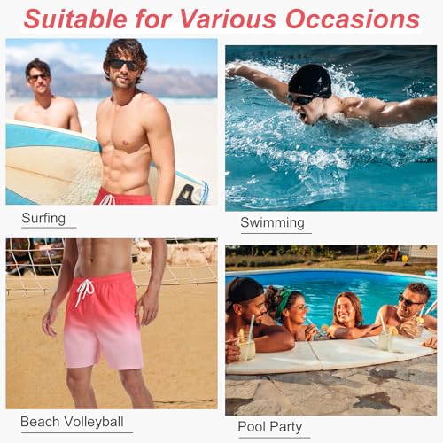 Image of Mens Swim Trunks with Compression Liner 2 in 1 Quick Dry Swimming Shorts Swimwear Bathing Suits with Pockets