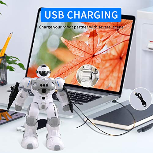 image for WQ Intelligent Gesture Robot Toy, RC Robot Rechargeable with Protectiv