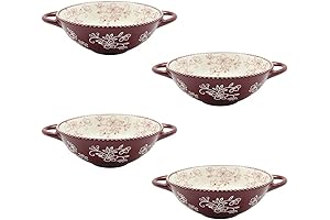 Temp-tations Set of 4 16-Ounce Floral Lace Cranberry Wok Bowls