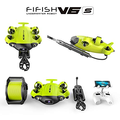 QYSEA 8500486 onderwater-drone, 100 m, 64 GB, 2 laders, VR-bril, HDMI, robotarm, motorbescherming, geel met wielen - Image 4