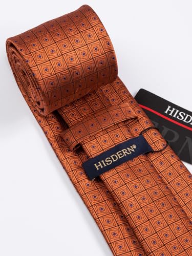 Image of HISDERN Mens Tie Set Classic Woven Ties and Pocket Square Cufflinks Set Formal Business Wedding Neckties Handkerchief