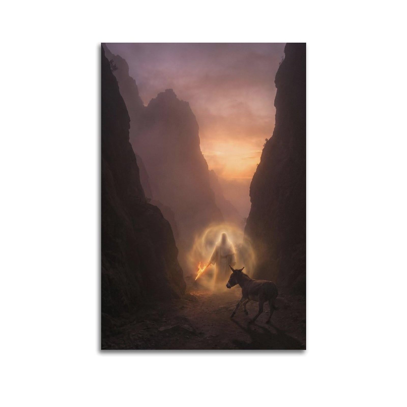OKNGB Bible Angel Poster Balaam Donkey Desert Miracle Holy Faith Decorative Painting Canvas Art Picture 20x30inch(50x75cm)