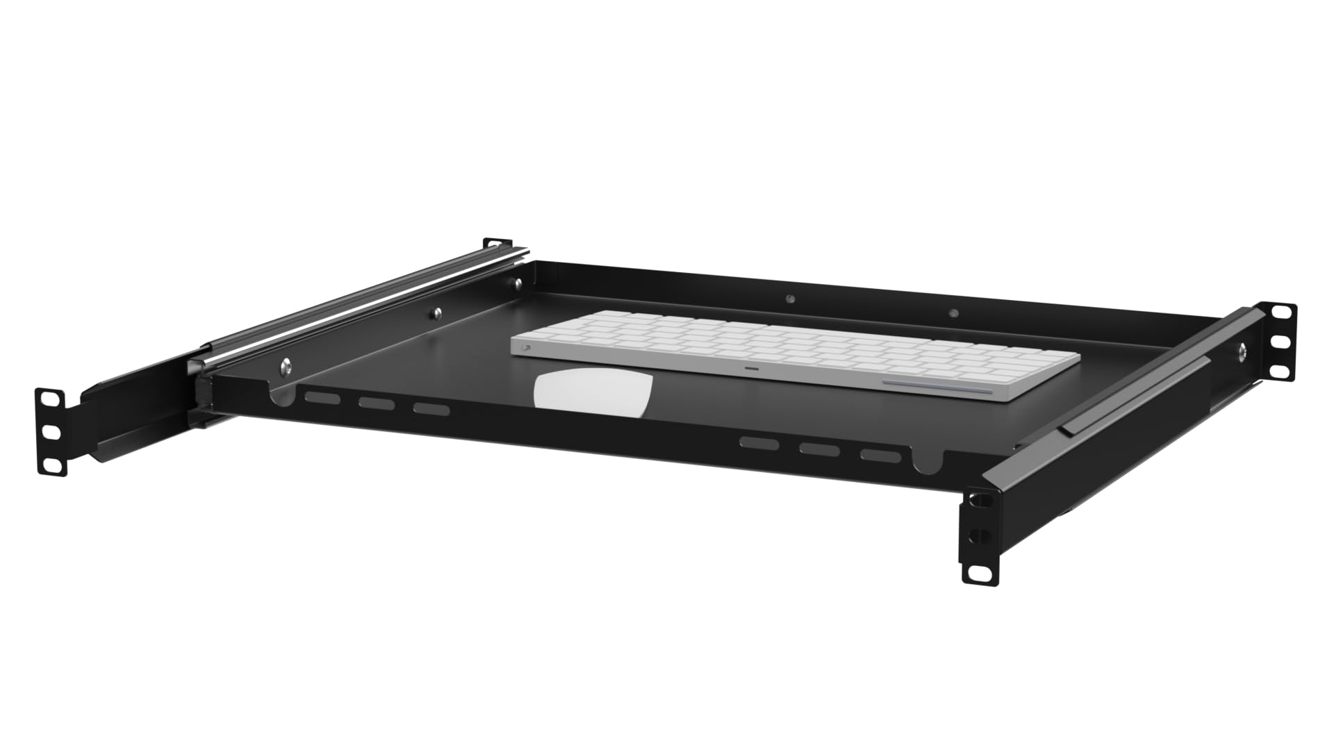 19" Ausziehbarer Regalboden für Tastatur und Maus, 350mm, schwarz RSR19-1U-350B-KM