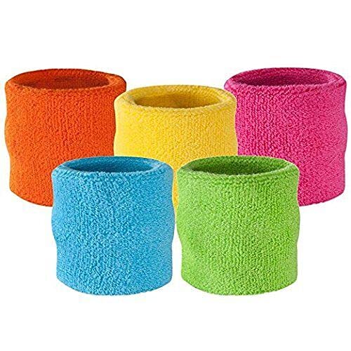 ZZBIQS 12Pairs Colorful Sports Wristbands Cotton Sweatband Wristbands Wrist Sweatbands Wrist Sweat Bands for Tennis, Sport, Basketball, Gymnastics, Golf, Running(8 x 7.5cm) - Image 5