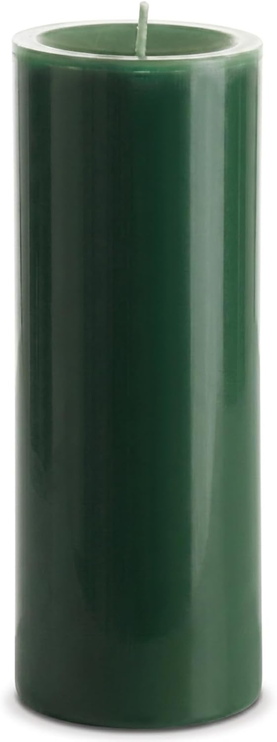 Bougies La Française Unscented Pillar Candle, Green, Made in Tunisia, Ready-to-Light Cotton Wick Included, Vegetable Wax Decorative Candle, 3.15" Diameter × 7.87" Tall, Approx. 125-Hour Burn Time