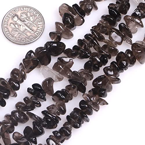 Image of 5-8mm Smoky Quartz Chips Natural Chip Stone Beads for Jewelry Making | Semi Precious, Loose Gemstone, Healing Crystal, Rocks, 230Pcs Strand, Drilled, DIY Bracelets Necklaces Earrings Crafts Supply