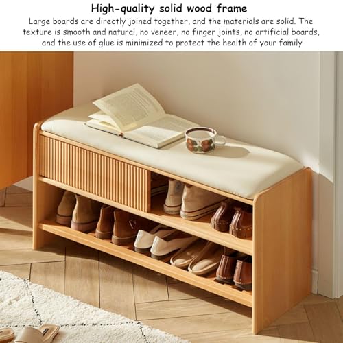 Banc à chaussures à 2 niveaux d'entrée avec étagère de rangement - 7