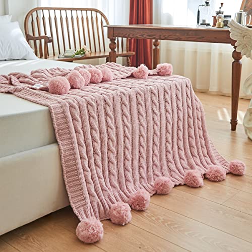 Chenille Chunky Knitted Throw Blanket with 14 pcs...