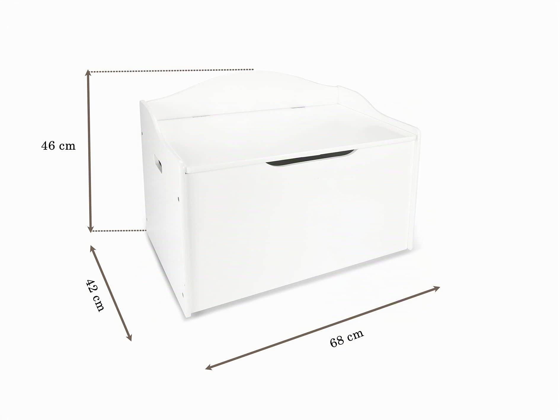 Leomark Coffre à Jouets en Bois Récipient pour Les Jouets Coffre De Rangemen Rangement et Organisation Couleur Blanche Dimensions : L 68 x P 42 x H 46 cm