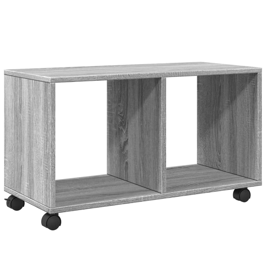 Sonoma szafka na kółkach, szara, 72 x 33 x 42,5 cm, materiał drewnopochodny, mobilny regał z 4 kółkami, 2 hamulce, uniwersalny stojak winylowy do salonu, biura i sypialni