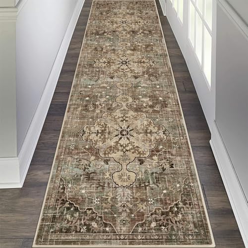 Pauwer Boho Hallway Runner Rug 2x8 Washable Entryway Area Rugs Non Slip Farmhouse Vintage Floor Mat Carpet Runner for Hallways Laundry Room Kitchen Bathroom Bedroom