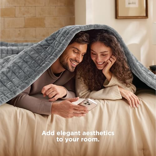 Image of Bedsure Luxury Quilted Heated Blanket King, Thick Electric Blanket, Gray