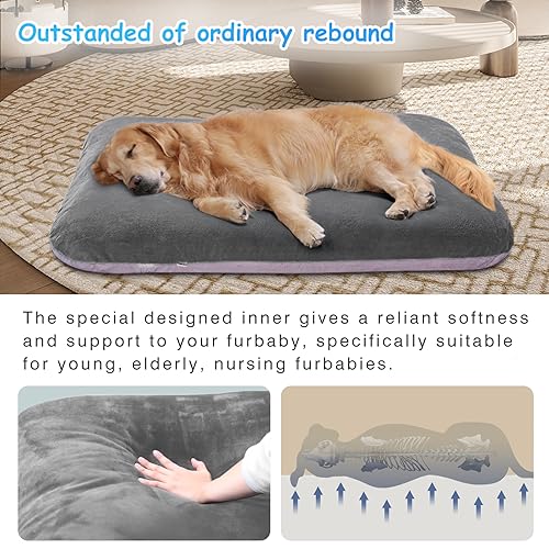 Image of Magic Dog Super Soft Medium Dog Bed, 32 Inches Orthopedic Foam Pet Beds with Anti Slip Bottom, Dog Sleeping Mattress with Removable and Washable Cover, Grey M,32'' X 24'' X 3''