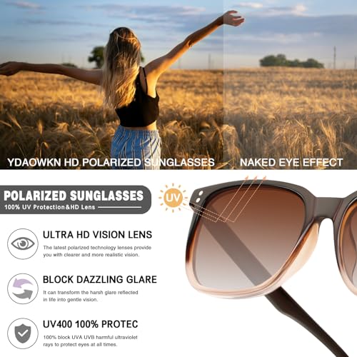 YDAOWKN Polarized Sunglasses for Women Men Retro Design Style Trendy Classic Sun Glasses UV400 Protection2