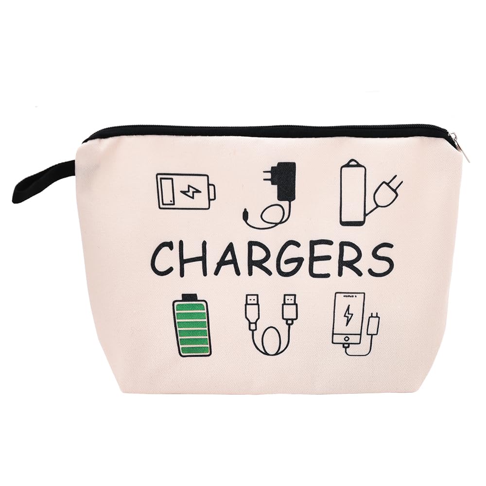 Charging Cable Organizer Bag Chargers Organizer Bag for Travel Backpack with Zipper Toiletry Pouch Gifts for Friends Daughter Son Bday Birthday Gifts Chargers Makeup Cosmetic Bags
