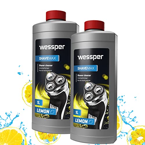 Wessper Nettoyeur de tête de rasage pour cartouche compatible avec Braun Clean CCR & Renew Synchro Activator et Pulsonic Series 3/5/7/8/9, 2 x 1L