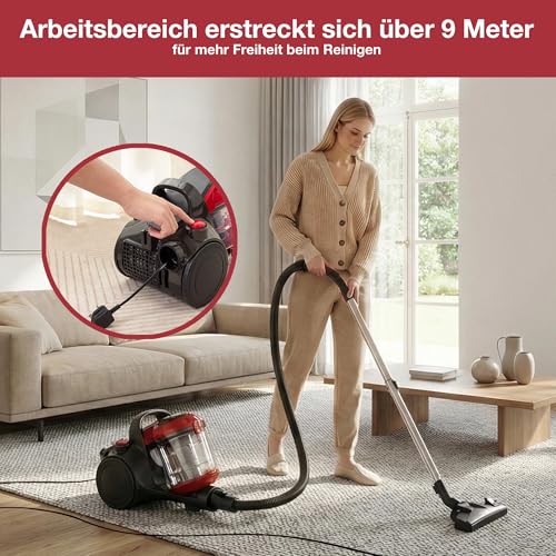 Akitas C10T 850W Beutelloser Staubsauger ohne Beutel Cat and Dog Tierhaare,Staubsaugerzylinder mit Deutschem Wessel Werk,28cm Breite Große Turbokopf-Spinnbürste