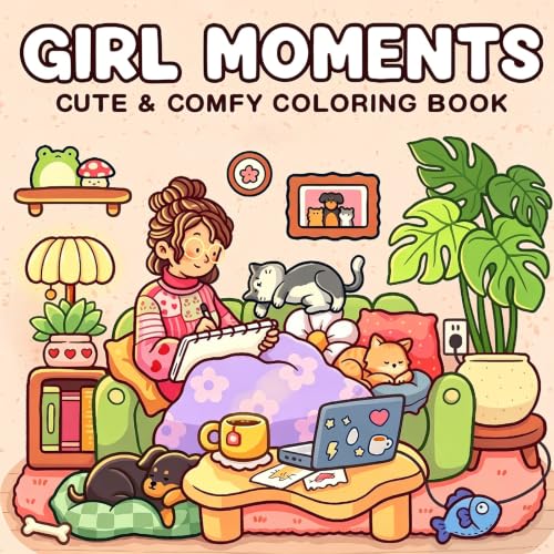 Coloring Book for Adults and Teens Featuring Super Cute Animal Characters with Easy and Simple Designs for RelaxationGirl Moments