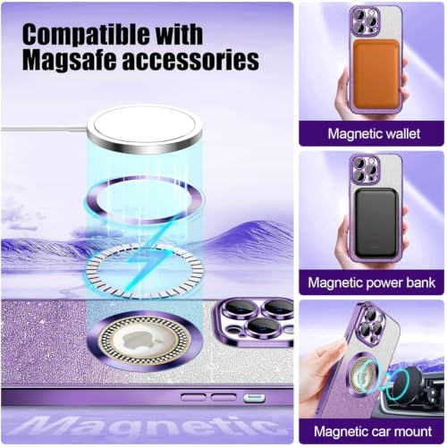 Coque magnétique iPhone 15 Pro Max anti-chocs à paillettes avec protection objectif - 2