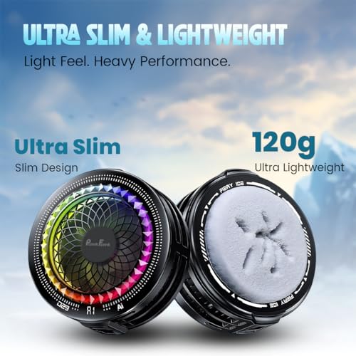 Image of PunnkFunnk Phone Cooler for Gaming, 5000 RPM 7-Blade Fan, RGB Light, Semiconductor Cooling Chip, Type-C Powered, LED Display, Clamp Mount Mobile Cooling Fan for Android & iOS (Black)