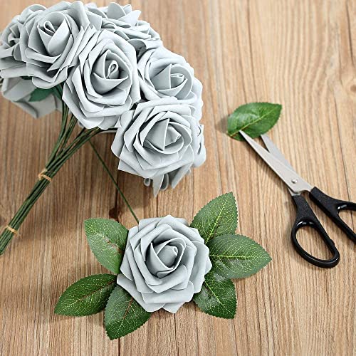 Higfra Artificial Flowers 25Pcs Real Looking Fake Roses With Stems For Diy Wedding Bouquets Baby Shower Centerpieces Floral Arrangements Party Tables Home Decorations #TOP2