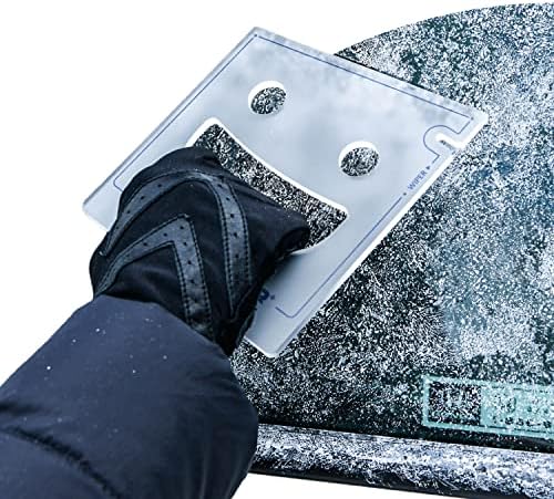 FrostGuard Scrape Buddy Car Ice Scraper Scrape with a Smile - Quickly Remove Frost, Ice and Snow from Your Vehicle Windows and Wiper Blades - Acrylic with Comfort Neoprene Sleeve - Clear Frost