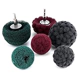 HighFree Juego de 6 piezas de accesorios de taladro de rueda de pulido abrasivo no tejido, almohadillas de estropajo de vástago de 1/4 pulgadas, kit de limpieza para eliminación de óxido y pulido