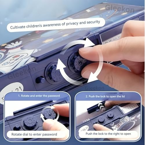Image of Space Astronaut Pencil Box for Boys & Girls, Plastic Password Lock Pencil Box for School Kids Cute Button Pencil case Compass Box Gift for Boys,(Space Blue)