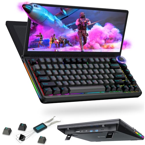 Kwumsy K3 Touchscreen Gaming Mechanical Keyboard -13"Portable Multifunctional Split Keyboard, US 82Keys RGB LED Backlit N-Key Compact Keyboard, Plug and Play for Windows Mac,75° Foldable Screen Angle.