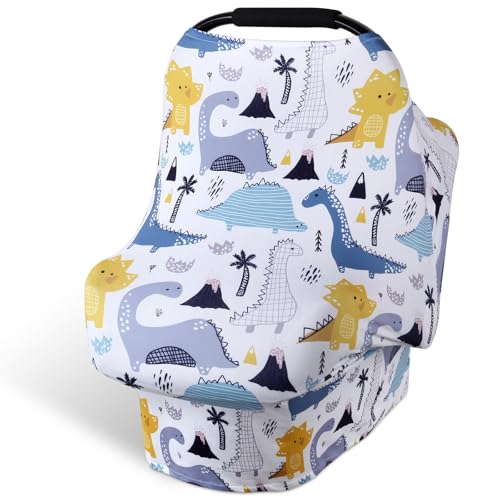 Image of Rquite All-in-1 Car Seat Cover Baby, Carseat Covers for Girl Boy, Stretchy Soft Infant Car Seat Cover, Multi-use Baby Carrier Cover, Car Seat Canopy, Stroller Sun Shade, Nursing Breastfeeding Cover