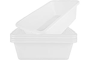 5 Pack Plastic Totes for Storage: Heavy Duty White Bus Tubs