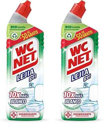 WC Net - Lejía Gel Mountain Fresh para Wc, Limpia, Higieniza y Blanquea Inmediatamente, 800ml (Paquete de 2)