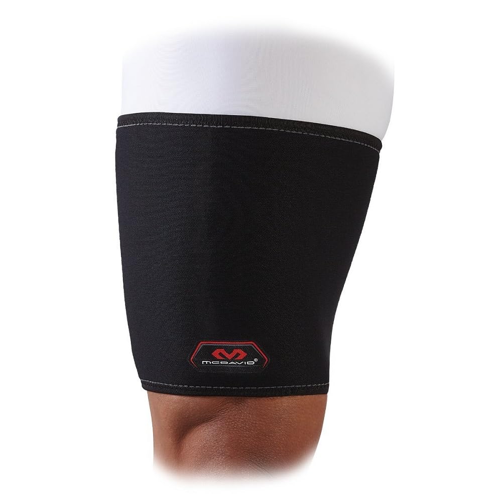 Mcdavid Thigh Support - Protección de protección de Cuerpo de fútbol, tamaño L, Color Negro