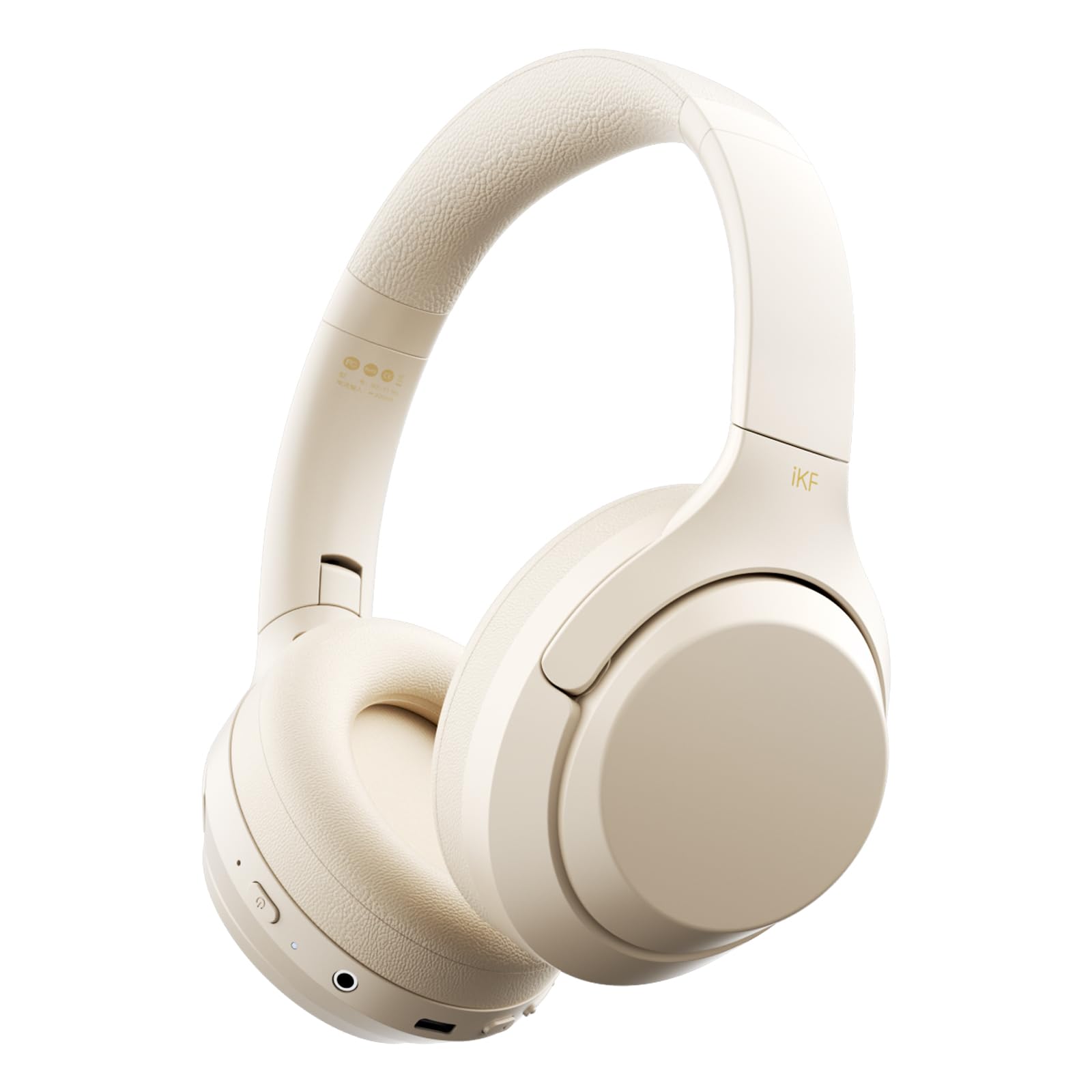iKF T1 Pro - Cuffie over-ear wireless Bluetooth, riproduzione 100 ore, suono HiFi, connessione multi-dispositivo, design pieghevole, modalità cablata, per viaggio/lavoro/gioco/scuola (bianco sporco)