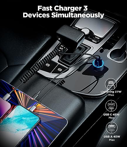 iPhone Car Charger, 72W 3-Port Car Charger with 6FT Lightning Coiled Cable - image 5