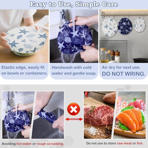 5Pcs Reusable Beeswax Elastic Bowl Covers for Bread Proofing and Food Cover - image 6