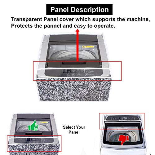 Image of Classic Top Load Washing Machine Cover Suitable for LG 6 Kg, 6.2 Kg, 6.5 Kg, 7 Kg (56cmsX56cmsX85cms, Black Flower)