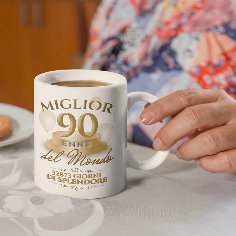 Tazza Elegante 90 anni Regalo di Natale Compleanno per Amico