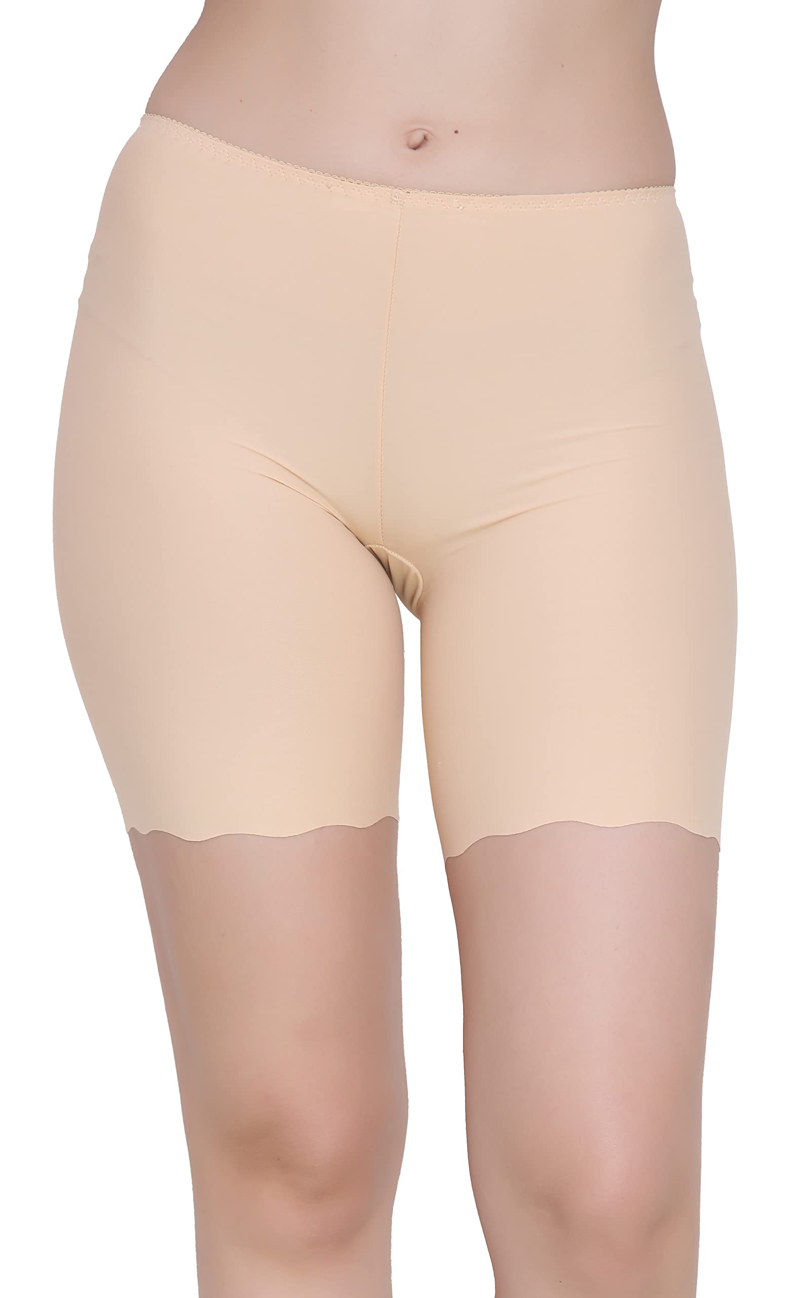 GLAMORAS Women’s/Girl's Invisible Seamless Comfortable Boyshort Panties/Under Skirt Shorts/Cycling Shorts/Safety Shorts., Beige, 40