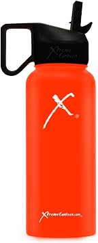 Xtreme Canteen- 40oz Double Wall, Vacuum Insulated, 18/8 Stainless Steel Wide Mouth Water Bottle with Xtreme Straw Lid