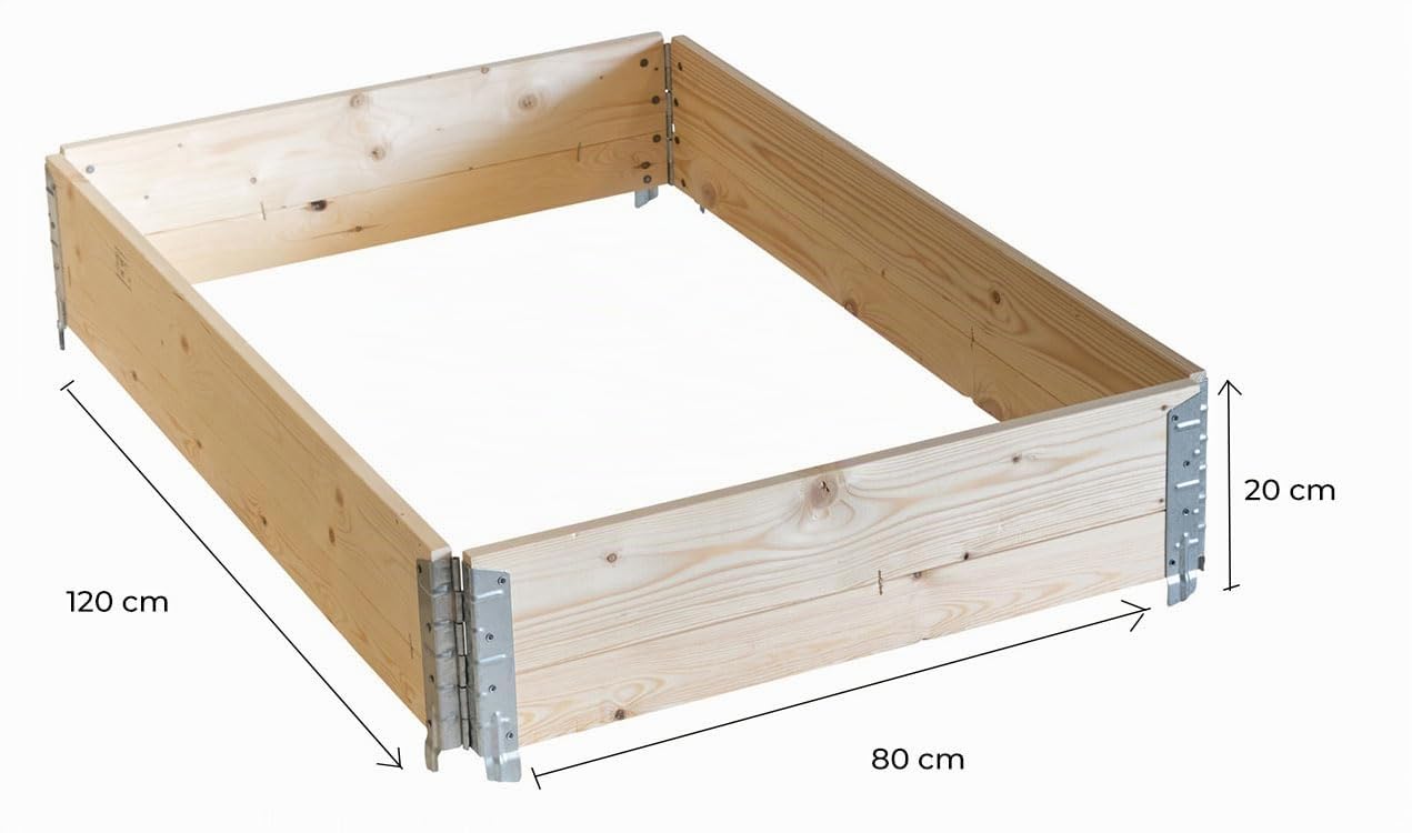 DTZ Lot de 3 cadres pour palettes 120 x 80 cm - Cadre surélevé - Empilables à hauteur de travail - Empilables et pliables - Pour herbes, légumes, fleurs, plantes