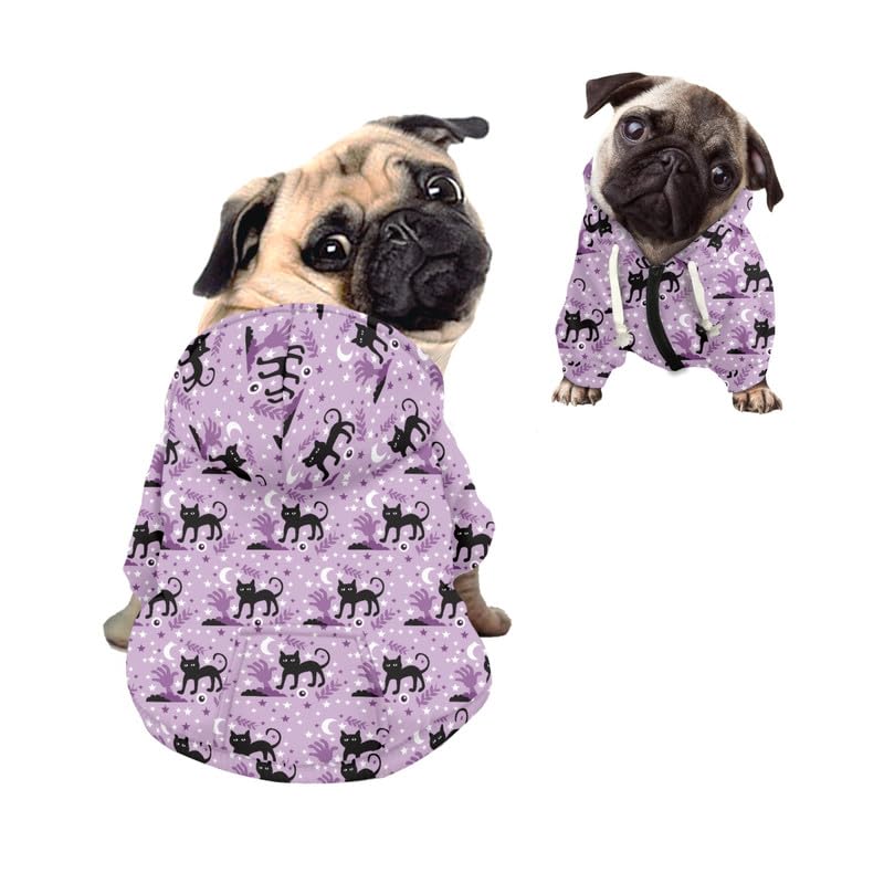 Kuiaobaty Cats Print Hooded Pet Sweatshirt for Dog Cat Hoody Coat with Hat, Halloween Eyes Pattern Small Pets Pullover Clothes Outfits