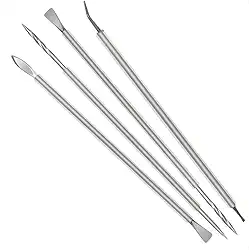 Kit com 4 Diversos Cutícula - Espátula, Denencravador, Bastão e Espátula Mista - Isis Cutelaria Pro Inox Silicone Transparente