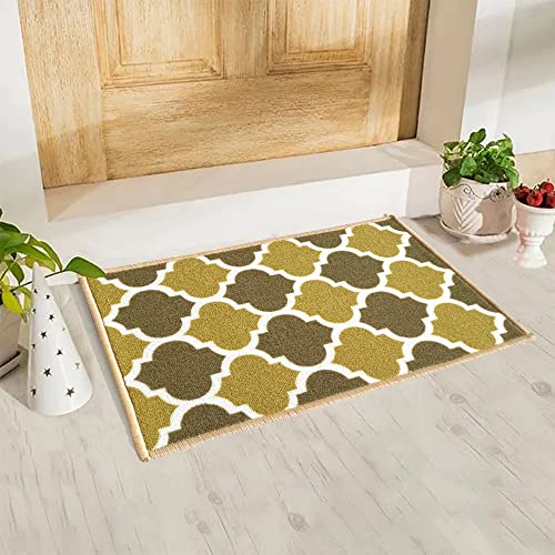 Image of Matz&More Trellis Islamic Floor Mat | 40x60 CM | Two Toned Olive | Nylon Tufted Gel Baking Anti-Slip | Doormat for Home Entrance, Kitchen & Bedroom