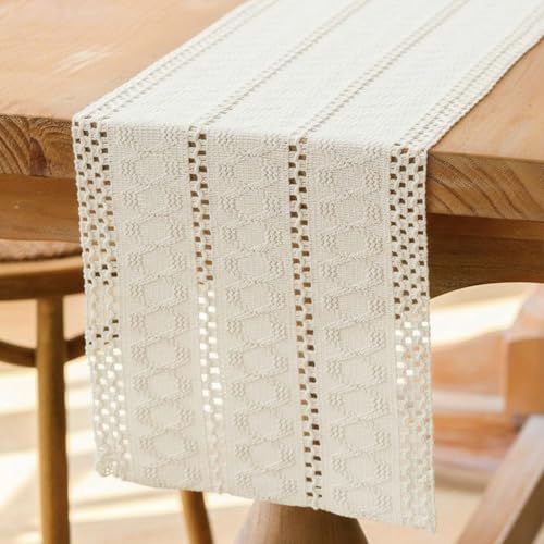Avalune Camino de Mesa Moderno Beige Rustico Centro de Mesa Decorativo Salon Pequeño Estrecho Lavable Caminos de Mesa para Boda Fiesta Hogar Cocina Mesa de Comedor Decoración 30x140 cm