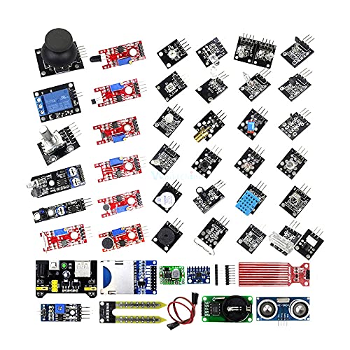 45 in 1 Sensors Modules Starter Kit for Arduino Mega 2560 & Nano, DIY Sensor Kit with 45 Modules Including Joystick, Infrared, Temperature, Humidity, Relay, Buzzer, LED, and More