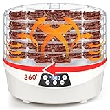 Konfintos Food Dehydrator for Jerky, 500W 5 BPA-Free 360° Rotating Trays Large Dehydrator Machine for Yogurt, Meat, Herbs, Mushroom, Fruits, Dog...