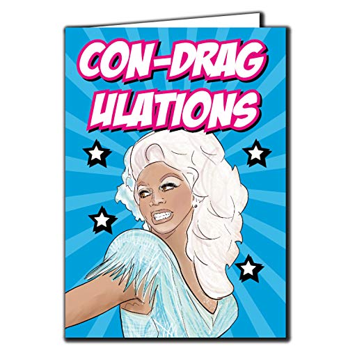 RuPaul Drag Race -" CON Drag ULAT IONS" - Socio, Tarjeta, TV, Divertido, Show IN110 Cover
