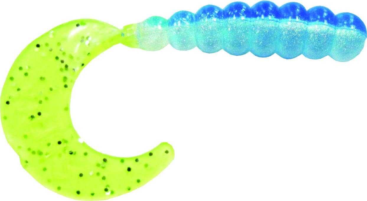 Kalin's 2 Inch Triple Threat Grub (10 Pack) Blue/Silver/Chartreuse Tail 2 Inch (Pack of 1)
