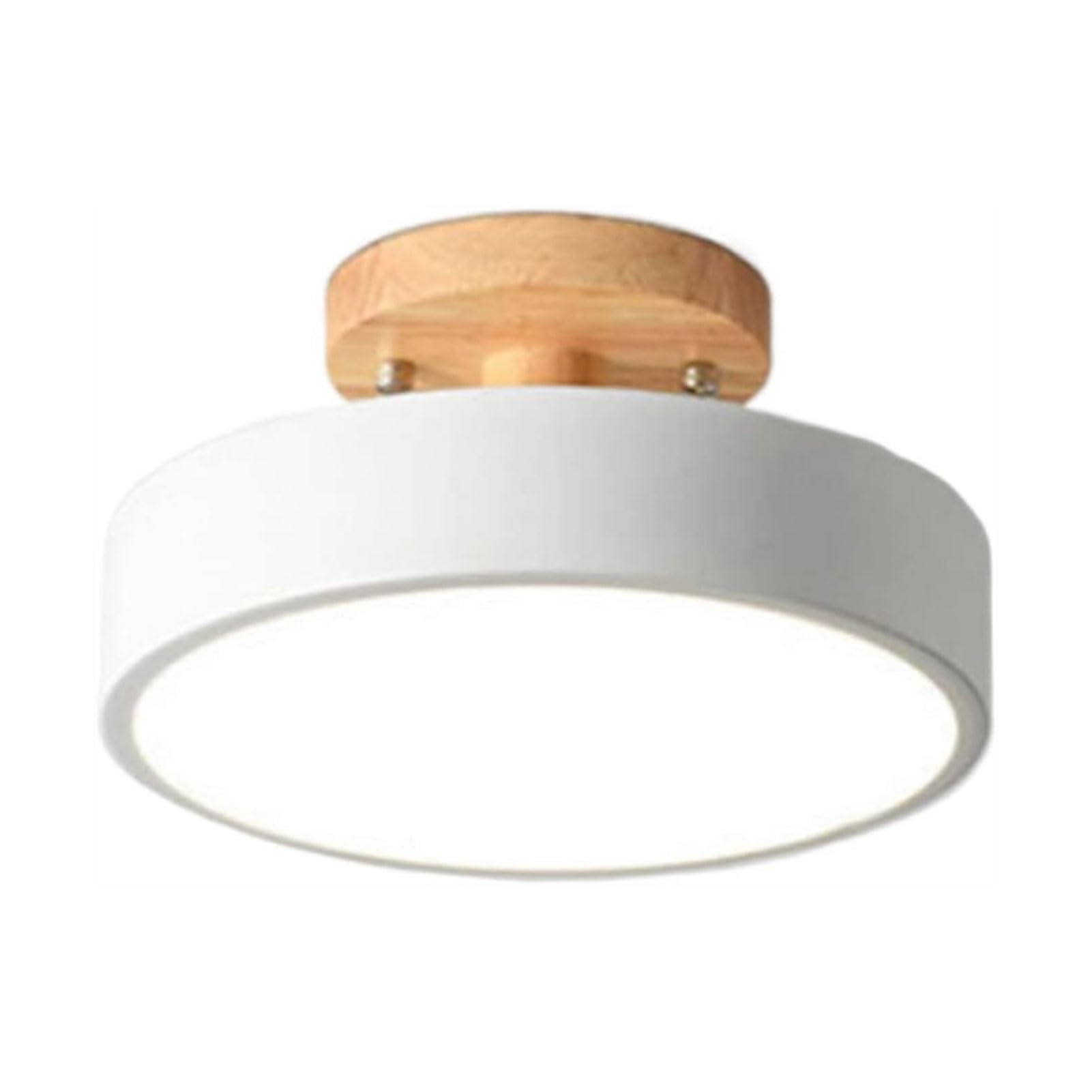 Mid Century Light Fixtures Ceiling Lighting Fixtur Modern Round Ceiling Light Three-Color Dimming LED Ceiling Lamp Semi Flush Mount Wood Art